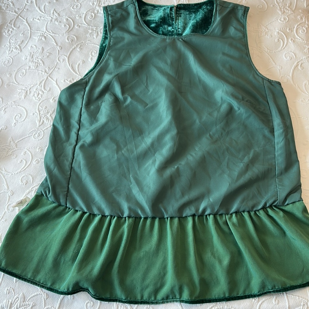 J. Crew Sleeveless Emerald Green Velvet Blouse with Peplum Bottom 4‎ Femme - Picture 7 of 7